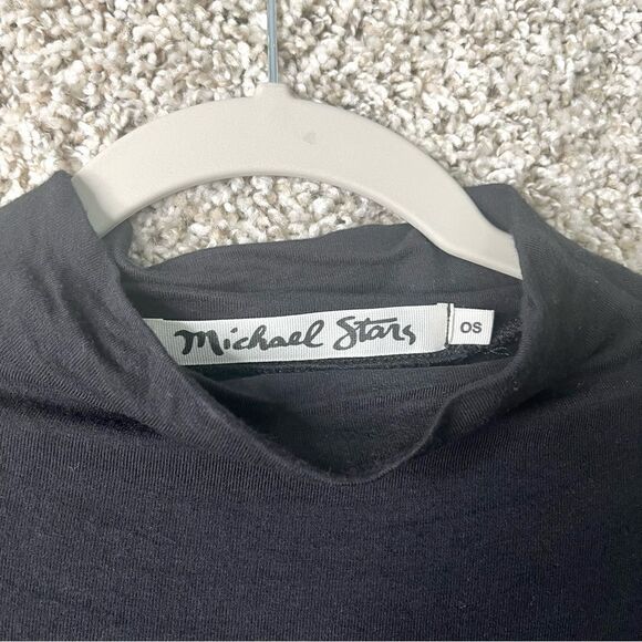 Michael Stars Top Women’s OS Black Mock Neck 3/4 Sleeve Tunic - Picture 2 of 4